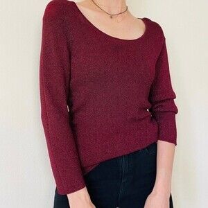Coldwater Creek Long Sleeve Wine Knit Sweater Size Petite Small